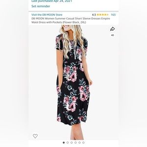 Women Summer Casual Short Sleeve Dress - Empire
Waist Dress with Pockets